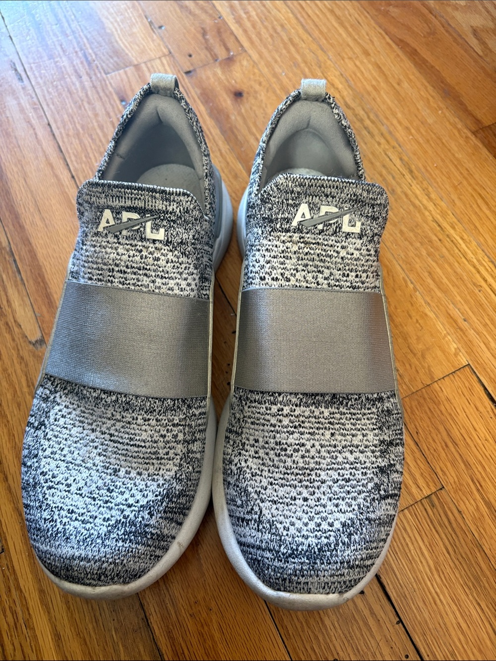 APL Women's Slip-On Knit Sneakers in Gray and White